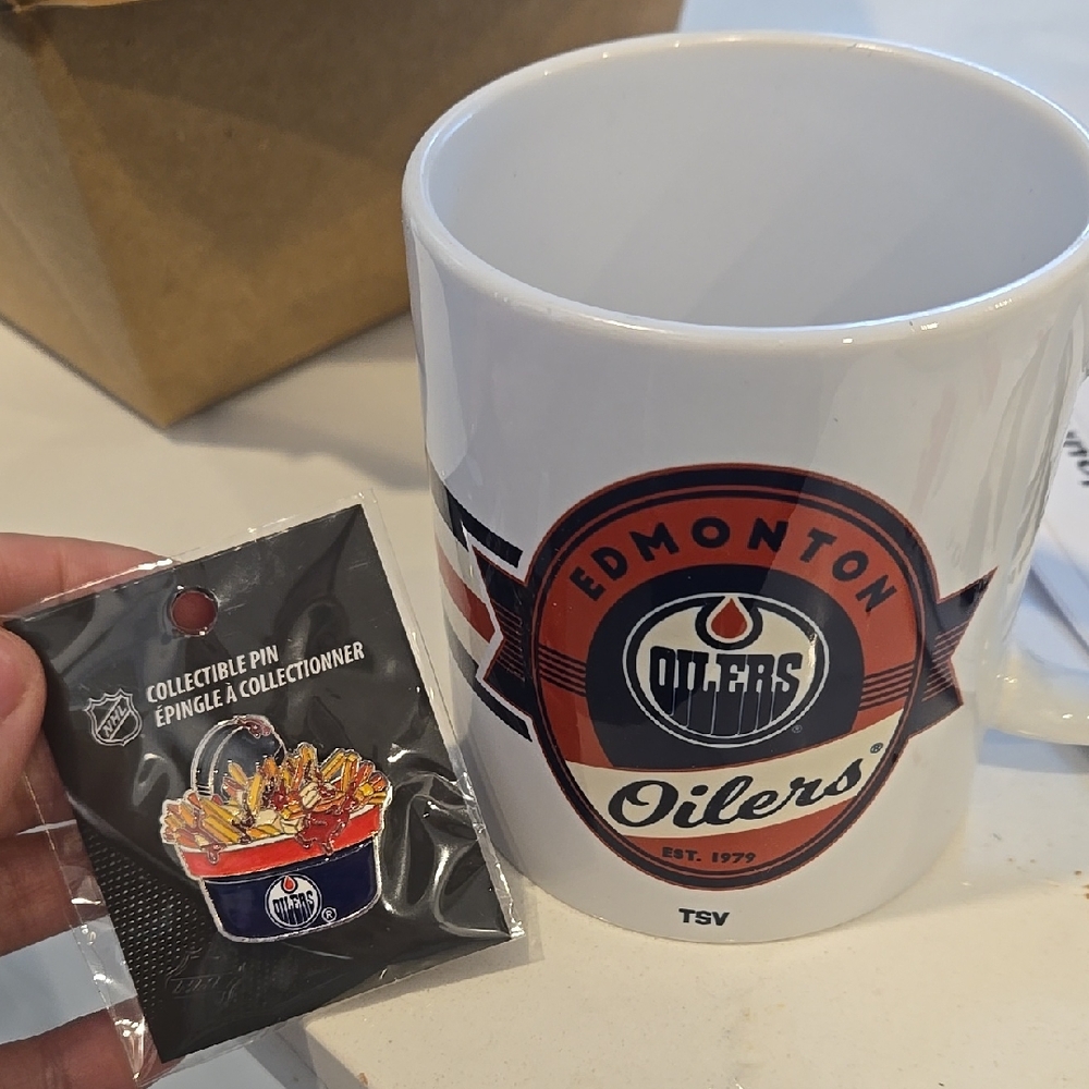 edmonton oilers mug pin set